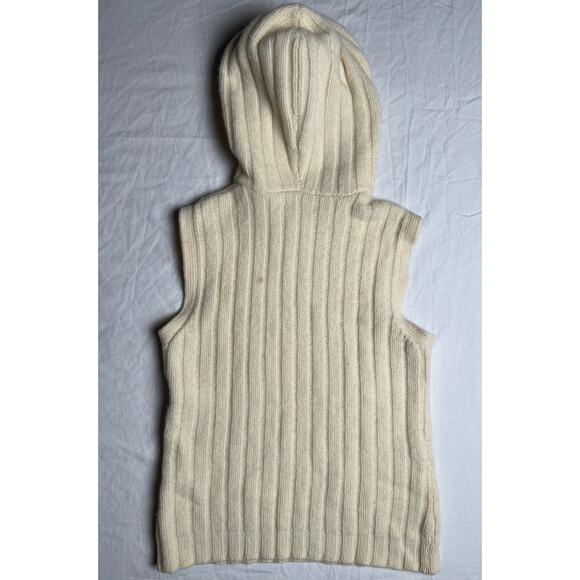 Vintage Banana Republic Hood Vest 100% Lambwool Medium Heavy Cable Knit Sweater - Picture 2 of 7